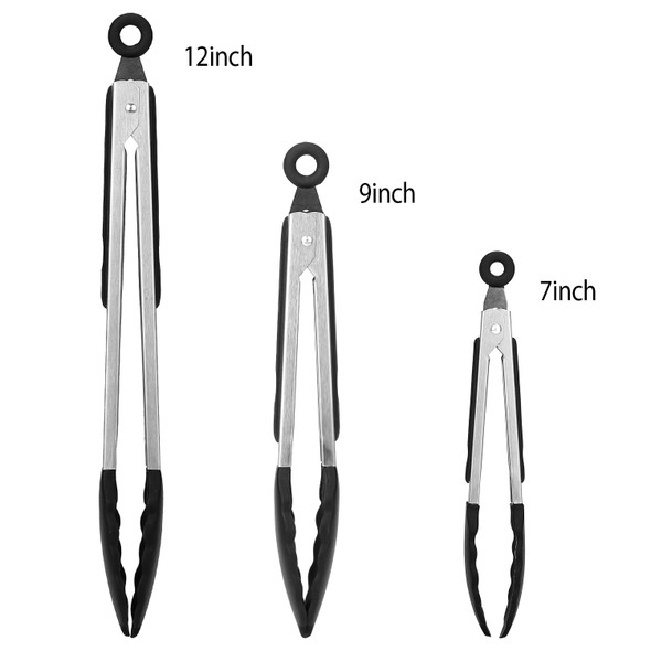 Kitchen Tongs with Heat-Resistant Food-Grade Silicone (Set of 3) product image