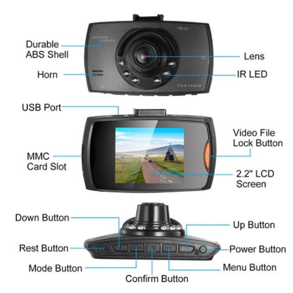 1080p Car DVR Dash Camera with Loop Recording & Night Vision product image
