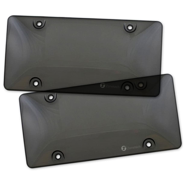 Zone Tech® Clear Smoked License Plate Cover Frame Shield (2-Pack) product image