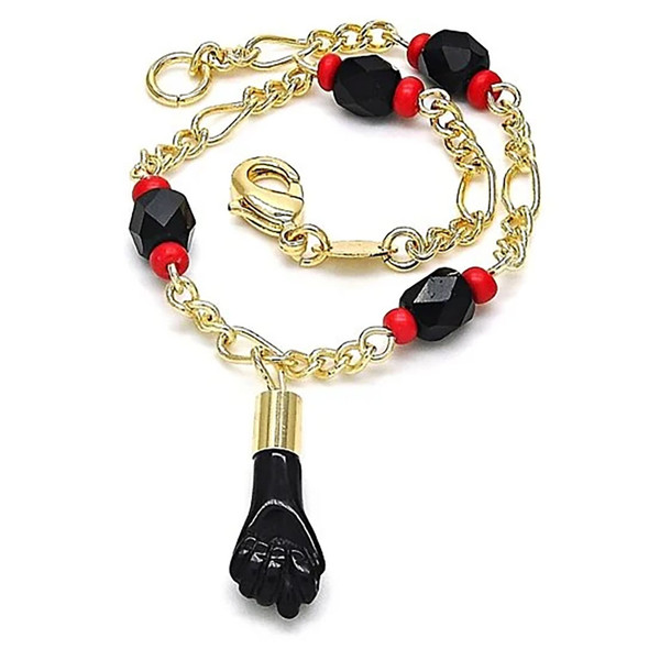Unisex 18K Gold Azabache Black Hand Figa Kabbalah product image