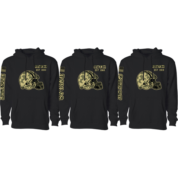 Men's Ultimate Camo Football Black Pullover Hoodie product image