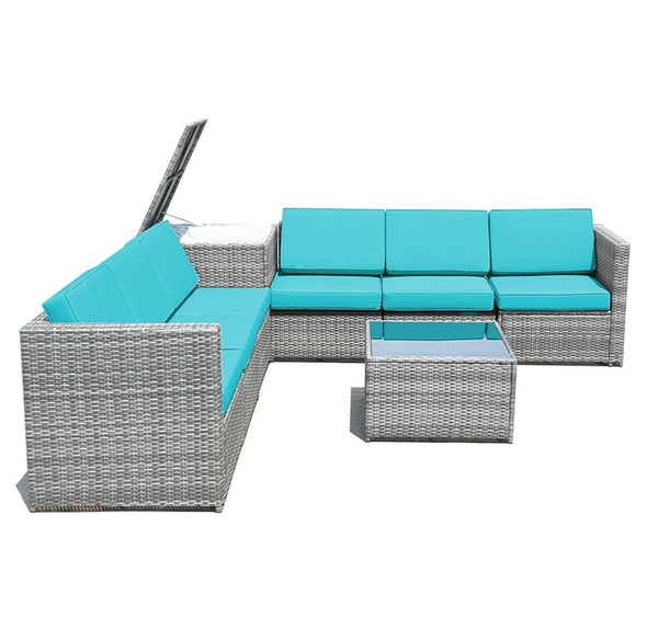 8-Piece Wicker Sofa Rattan Dining Set Patio Furniture with Storage Table product image