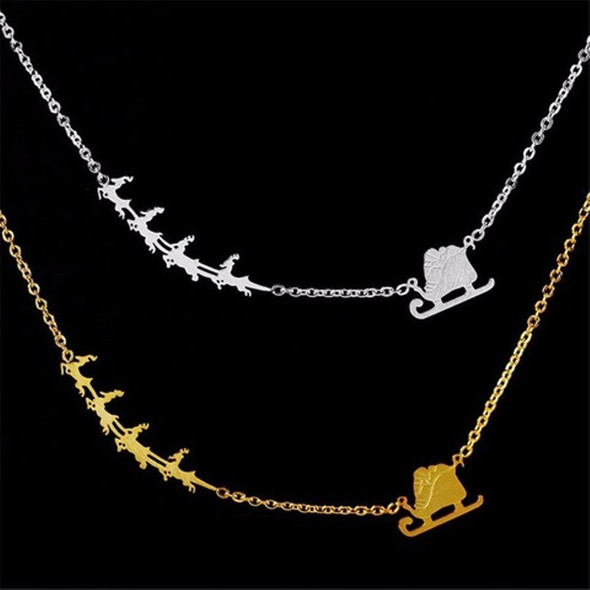 Santa Chariot & Reindeer Necklace product image