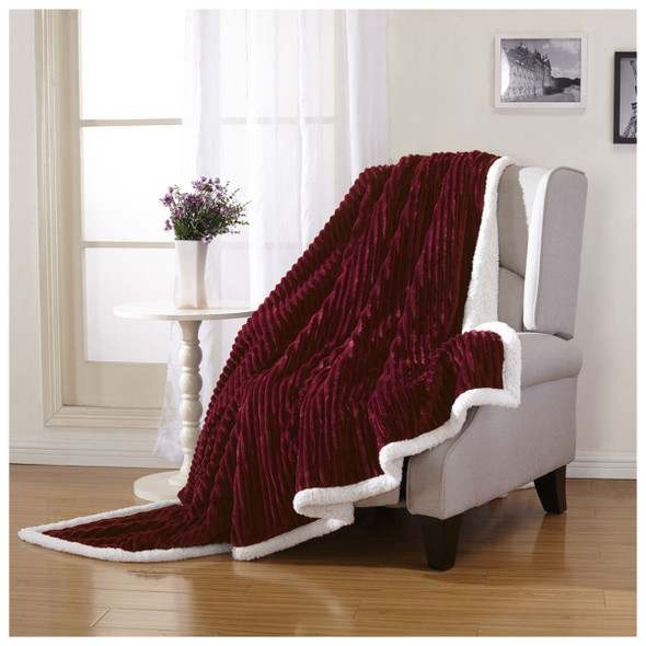 Sheradian Reversible Corduroy-Pattern Sherpa Throw Blanket product image