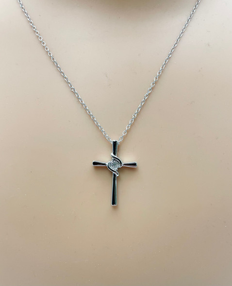 Silver-tone Diamond Accent Cross Necklace product image