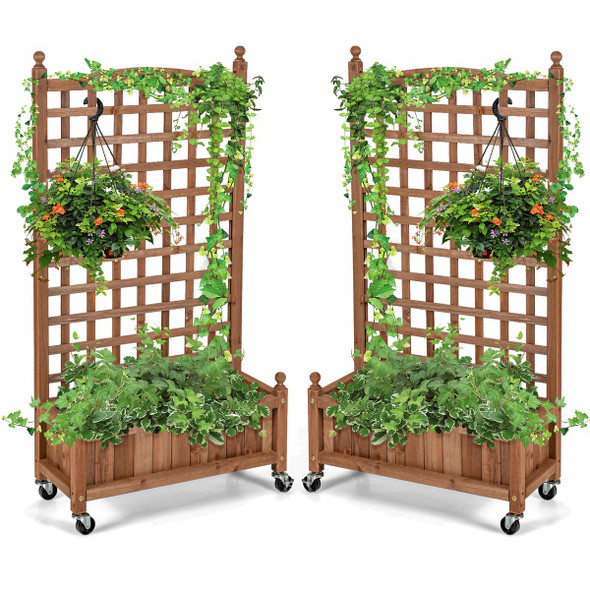 50-Inch Wood Planter Box with Trellis product image