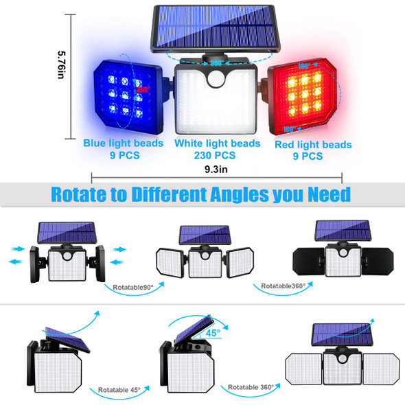 Solar Motion Sensor Light  LED Solar Lighting Wall & Warning Light Flashing Cyclically Waterproof for Outdoor Courtyards Hallways Pools product image