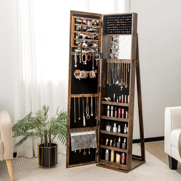 Standing Lockable Jewelry Storage Organizer with Full-Length Mirror product image