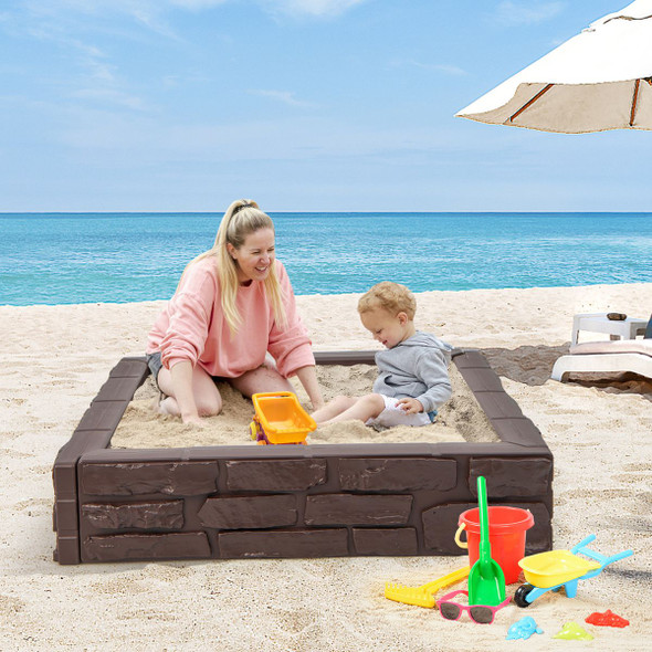 Kids' 2-in-1 HDPE Sandbox with Cover & Bottom Liner product image