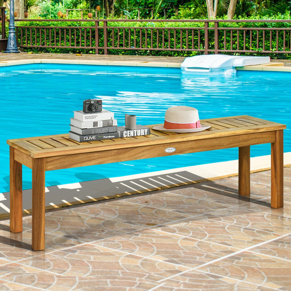 52-Inch Outdoor Acacia Wood Dining Bench Chair (1- or 2-Pack) product image