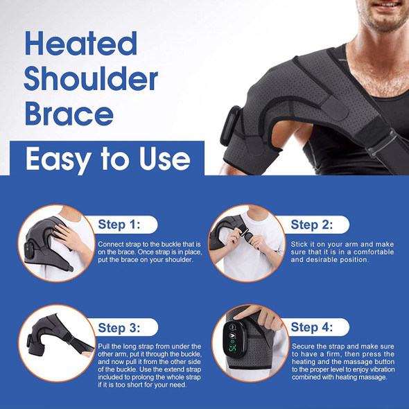 Heated Shoulder Wrap with Vibration, Wireless Heating Pad for Shoulder, 3 Vibration and Temperature Settings, LED Display product image