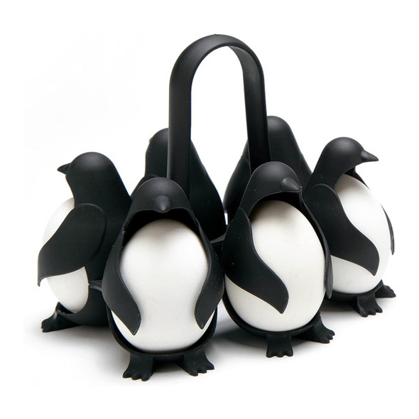 3-in-1 Egg Holder for Boiling, Storing and Serving, Penguin Shaped Poacher for Preparing Hard and Soft Eggs, Holds 6 Eggs for Boiling or Storing in the Refrigerator product image