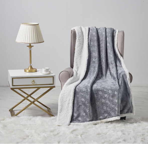 Sheradian Embossed Print Fleece/Sherpa Reversible Throw Blanket product image