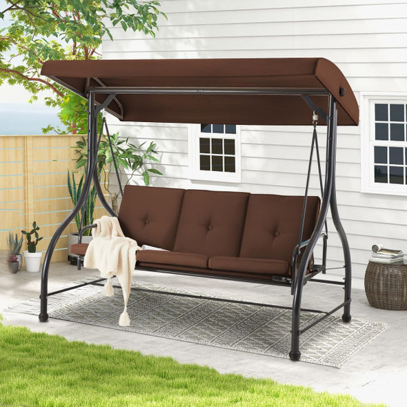 3-Seat Outdoor Swing Hammock with Adjustable Tilt Canopy product image