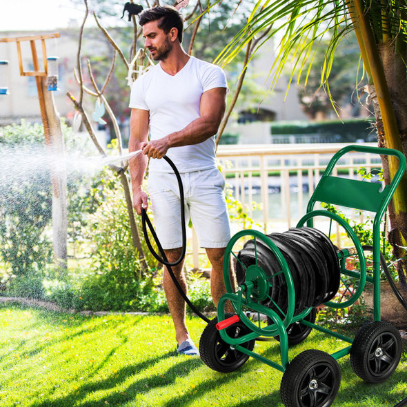 Garden Water Hose Reel Cart with 4 Wheels and Non-slip Grip product image