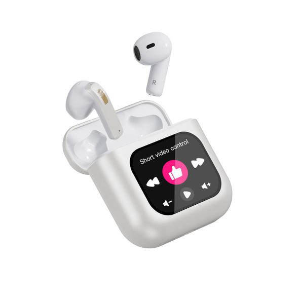 Smart Touch Screen Bluetooth Earphone APP Message Reminder Dialing Video Switching Incoming Call Answering with LED Display(White) product image