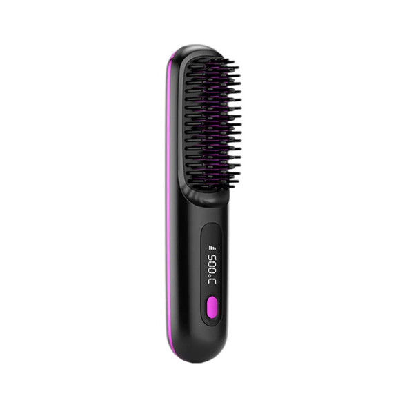 Cordless Hair Straightener Brush with 3 Setting LED Temperature Display Electric Negative Ions Ceramic Hot Comb 360 Anti-Scald Color Black product image