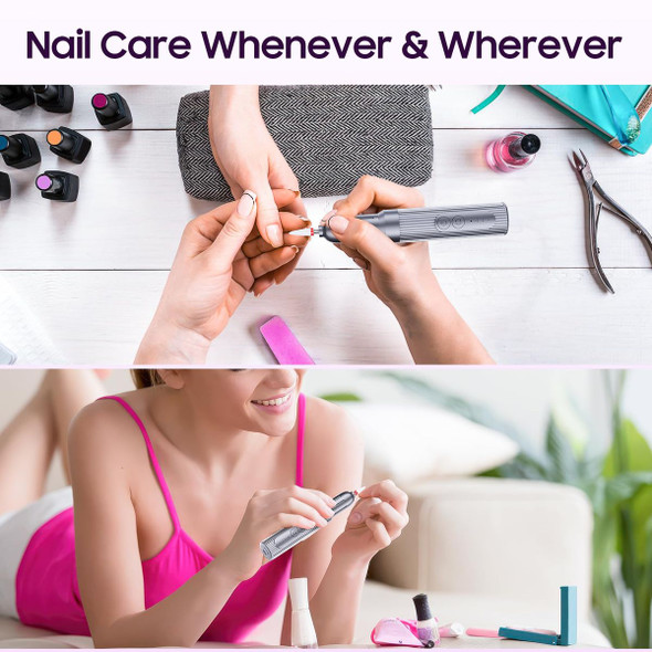 Electric Nail Drill Machine Professional,Cordless Electric Nail File,Manicure and Pedicure Kit for Grinding Polishing Trimming (Grey) product image