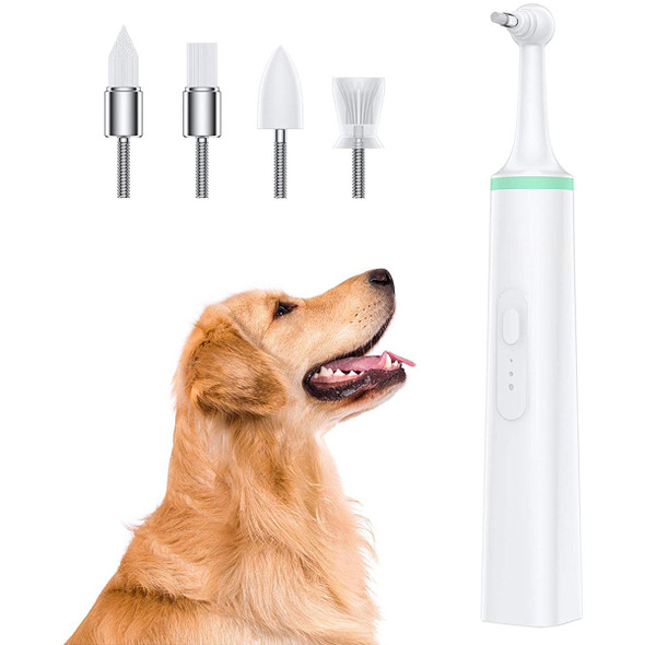 Electric Dog Toothbrush Tartar Cleaner Calculus Plaque Pet Teeth Cleaner with 4 Brush Heads for Puppy Dog Cat Cleaning product image