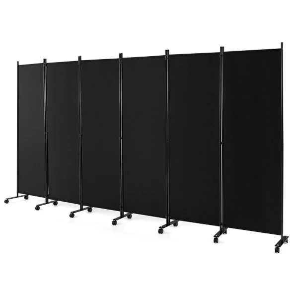 6-Panel 5.7-Foot Tall Rolling Room Divider on Wheels product image