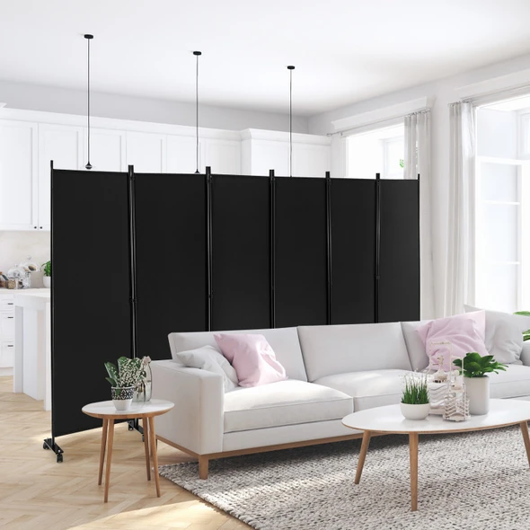 6-Panel 5.7-Foot Tall Rolling Room Divider on Wheels product image