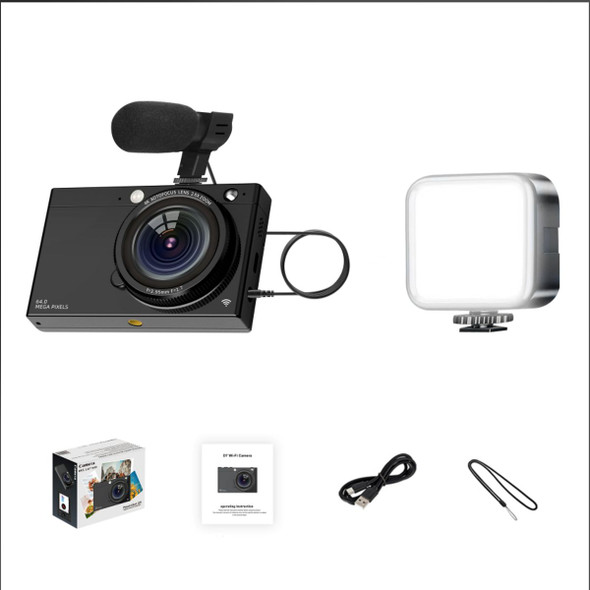 4K CCD Wifi Digital Camera 64MP Digital Video Camera with 2 Lens 2.83 Inch Touch Panel 28X Digital Zoom Built-in Flash Color Black product image