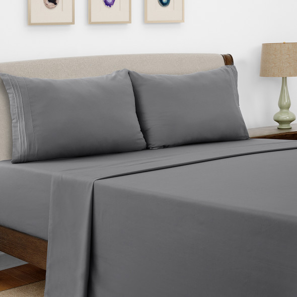 4-Piece Solid Microfiber Deep Pocket Bedding Sheet Set product image