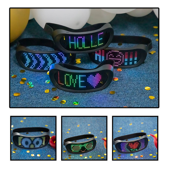 Bluetooth Luminous Glasses, LED Glasses Changeable, APP Controlled Smart Luminous Glasses, for Parties, Birthdays, Bars, Festivals, Can Display Text, Animation product image