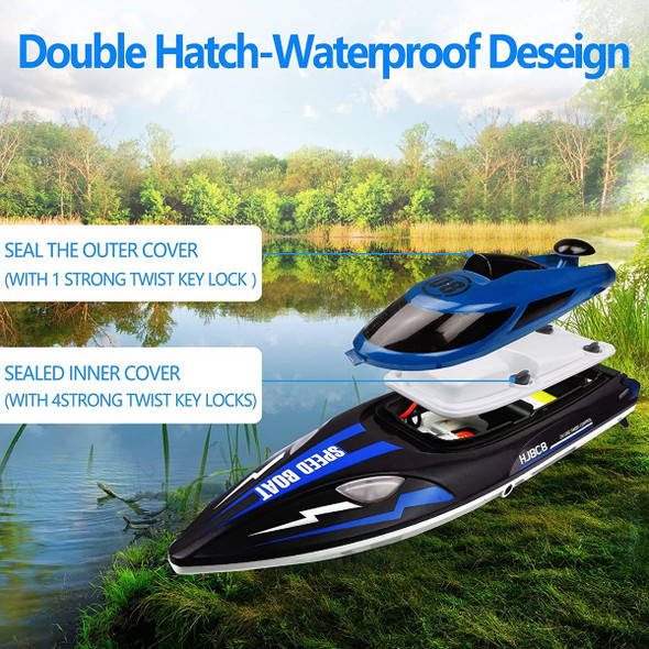 2.4Ghz RC Boat, 22MPH High Speed Remote Control Boat for Adults and Kids, for Lakes and Pools, Low Battery Alarm(Blue) product image