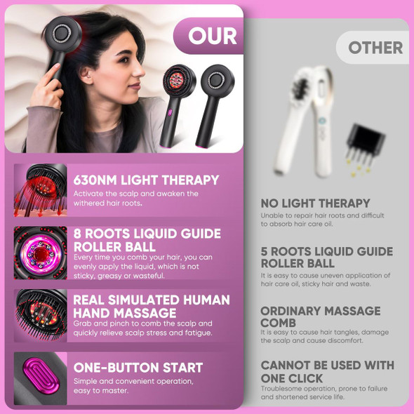 Hair Growth Oil Applicator and Electric Scalp Massager 2 in 1 IPX7 Waterproof Hair Brushes product image