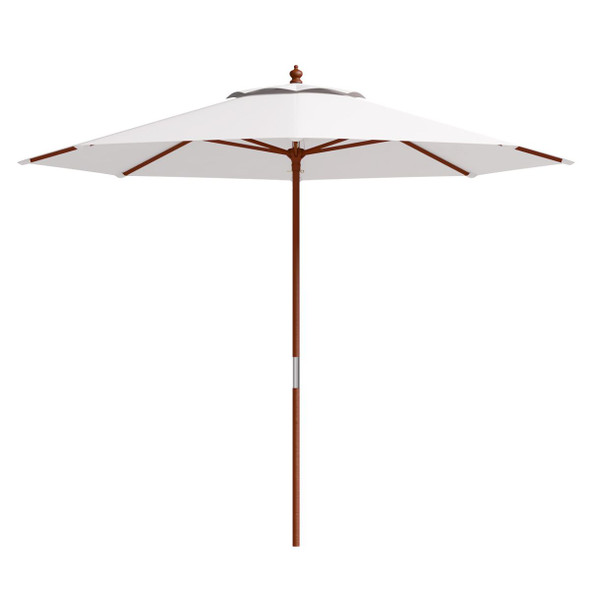 Goplus 9.5 ft Patio Rope Pulley Wooden Umbrella product image