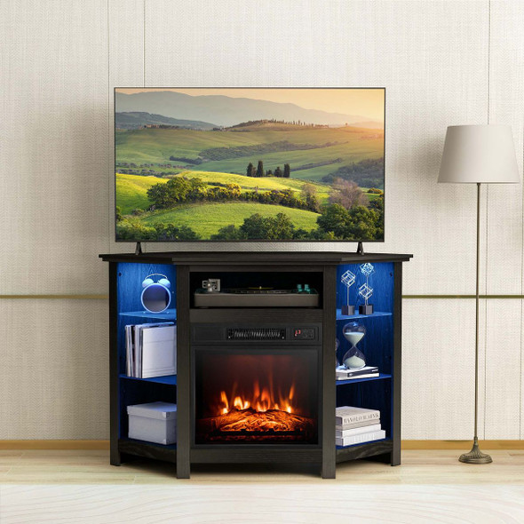 Fireplace Corner TV Stand with LED Lights & Smart APP Control for 50-Inch TVs product image