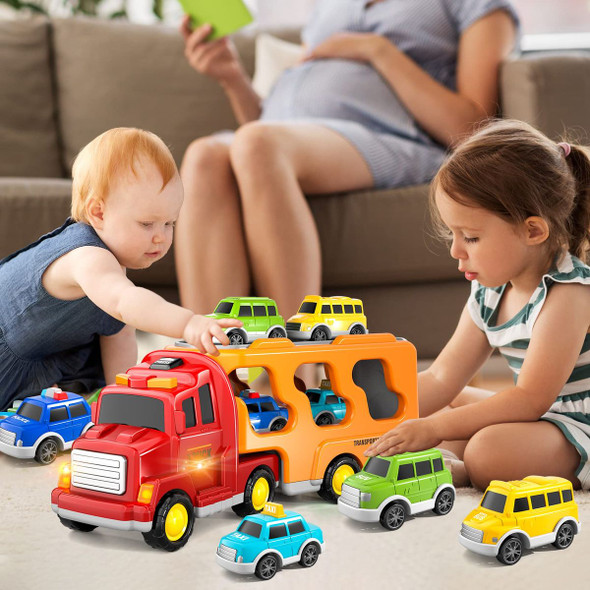 Construction Toddler Truck Toys for Age 3+ Boys,5-in-1 Cartoon Car Toy TruckToy for Toddlers,Truck Toys for Kids,Christmas Birthday Gifts for Girls Age 3+ product image