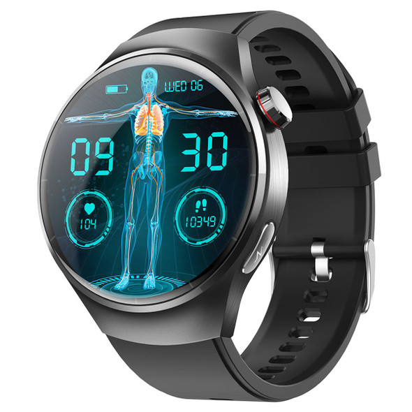 Smartwatch 1.55 Inch Screen with SOS Call Fall Detection and ECG Body Monitoring Sports Activity Tracker Black Silicone strap product image