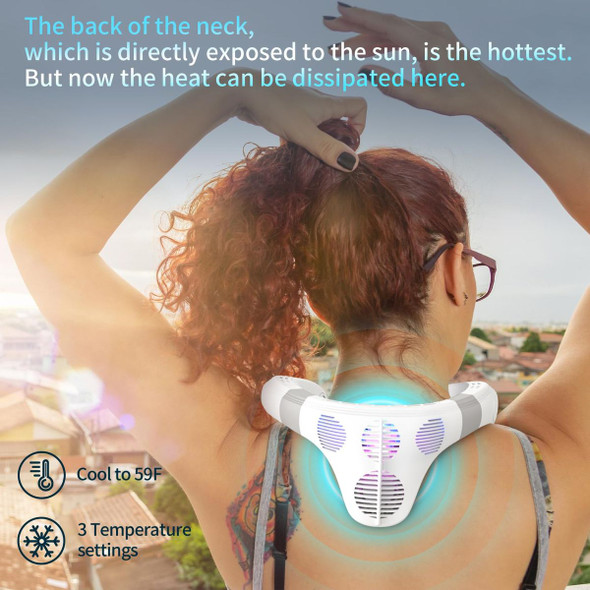 Back Wind Neck Fan with Cooling Plate Cold Compress Bladeless Portable Quiet Air Conditioner Rechargeable Holiday Essentials for Women Men Travel Camping Outdoor product image