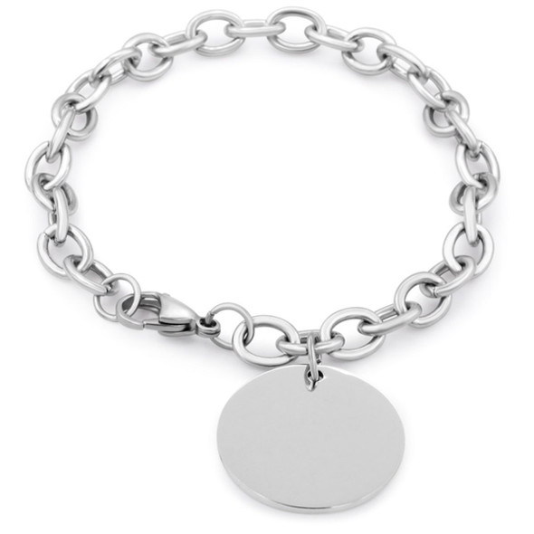 Personalized Dangling Circle Tag Bracelet in Stainless Steel product image