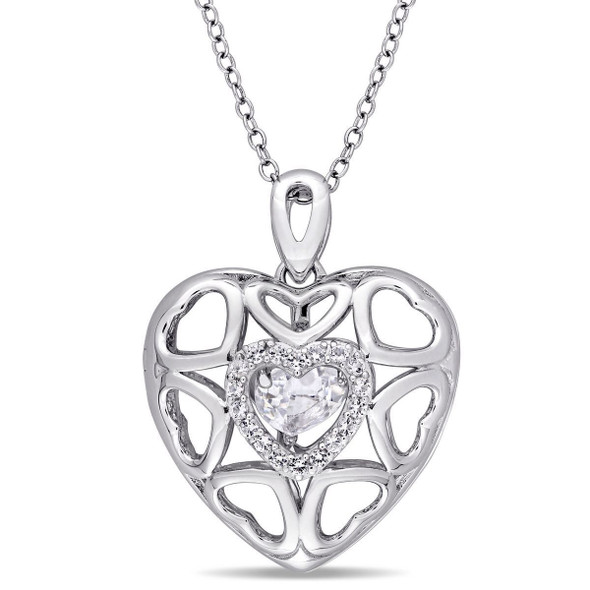 White Topaz Heart Locket with 18" Chain product image