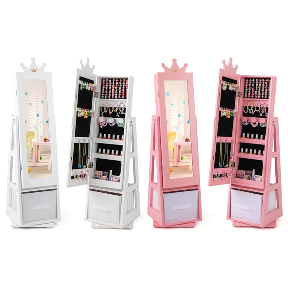 Kids' Jewelry Armoire Cabinet with Large Storage Capacity & Swivel Base product image