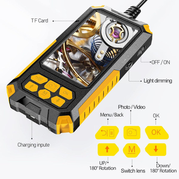 Dual Lens Industrial Endoscope Camera with Light, 4.5 Inch IPS Screen, 1080P HD Borescope Inspection Camera, IP67 Waterproof Snake Camera with Semi-Rigid Cable product image