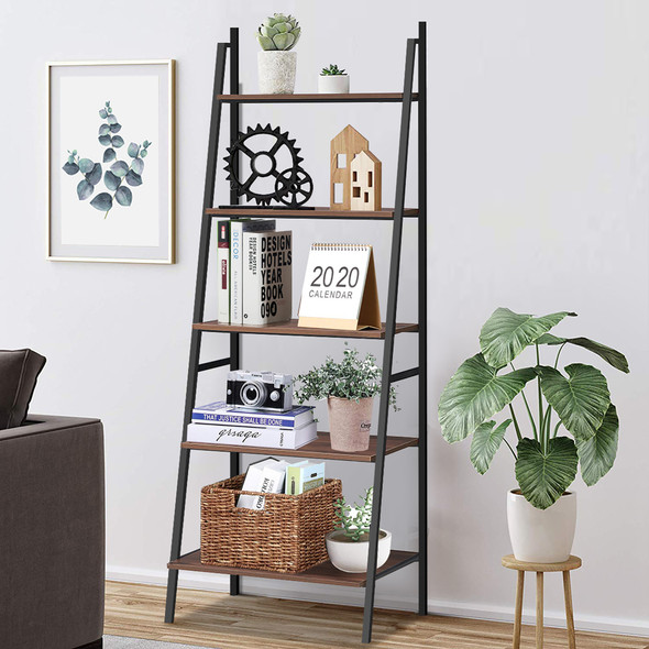 5-Tier Industrial Ladder Bookshelf  product image