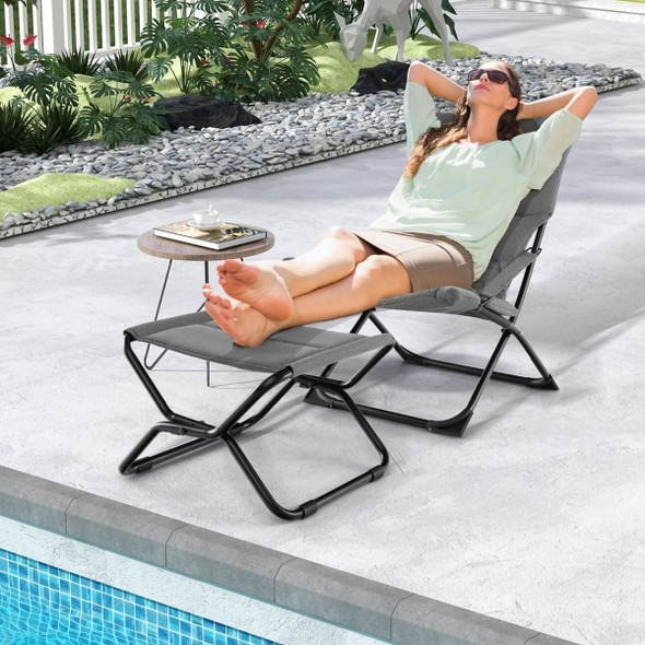 Patio Folding Sling Chair with Ottoman Footrest product image