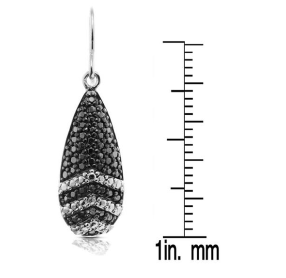 Sterling Silver Diamond Accent Black and White Drop Earrings product image