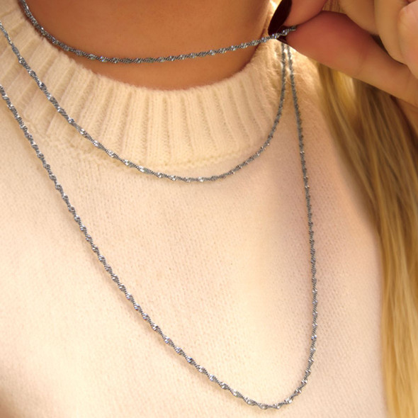 3-Piece Fine Silver Overlay Singapore Necklace Set product image