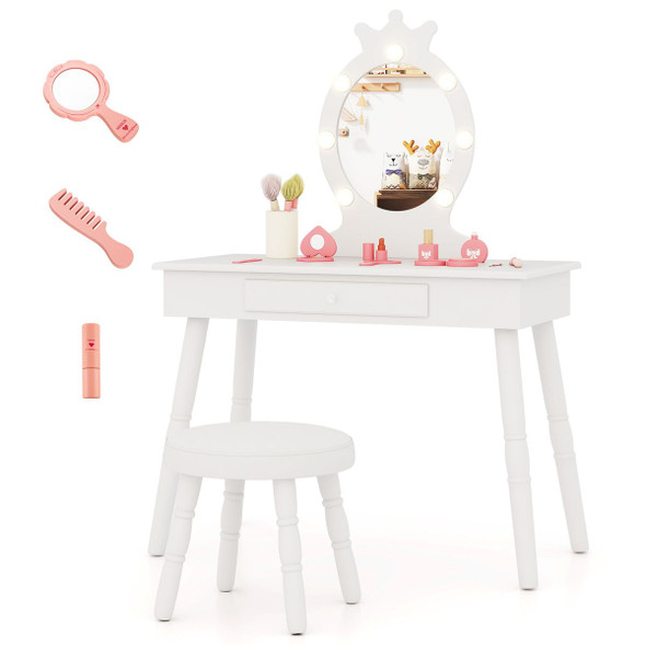 Princess Vanity Table and Chair Set with Lighted Mirror product image