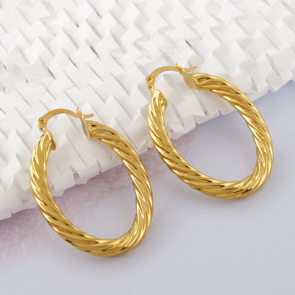 14K Gold Plated Bamboo Hoop Earrings product image