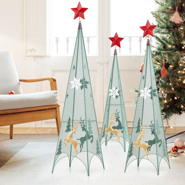 Set of 3 Tower Christmas Trees with Star Toppers  product image