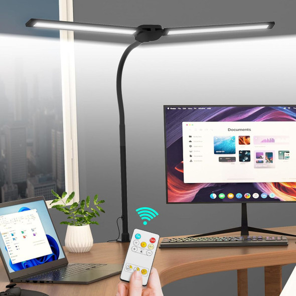 Dual-Head LED Desk Lamp with Adjustable Gooseneck and Remote product image