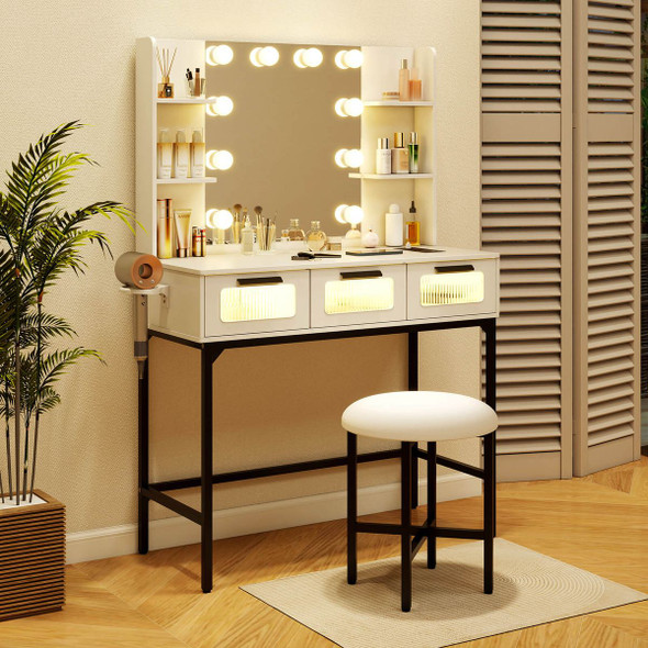 Makeup Vanity Table with Hollywood Lights product image