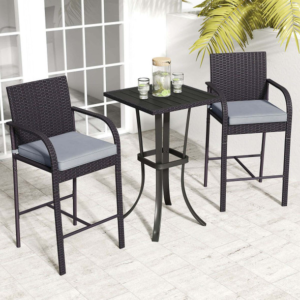 3-Piece Patio Wicker Bar Set with Rattan Chairs product image