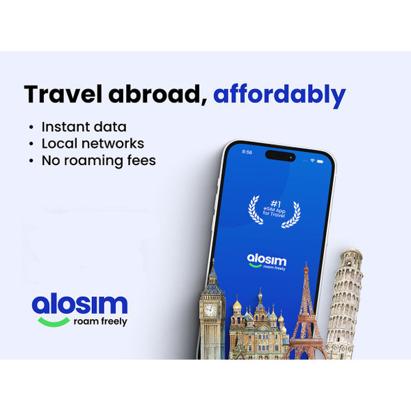 aloSIM Traveler's Mobile Data Plan: $50 Credit Value product image